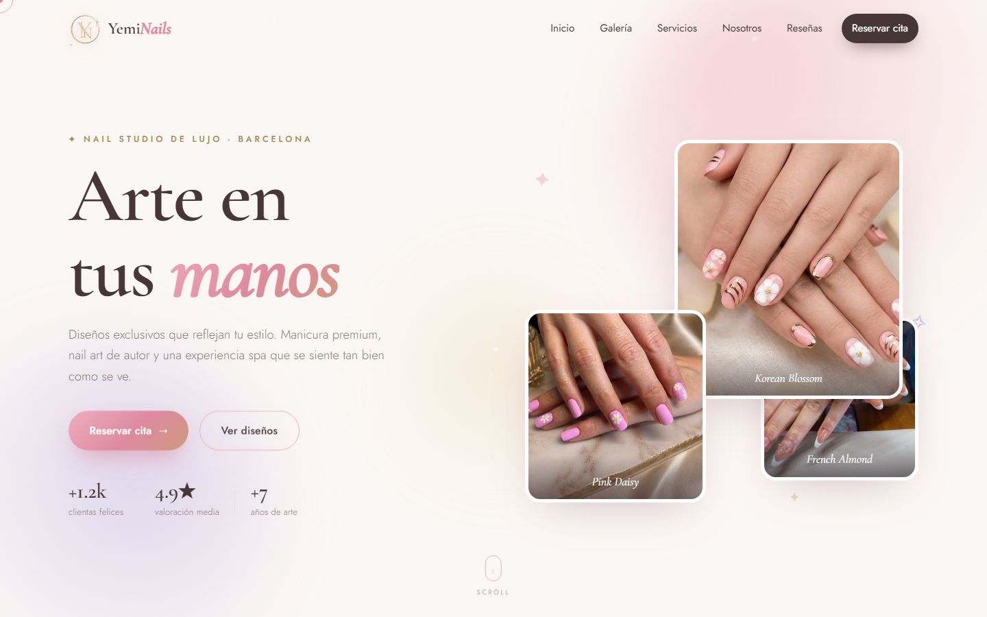 Captura de la interfaz de Yemi Nails Studio